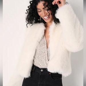 White faux fur jacket perfect